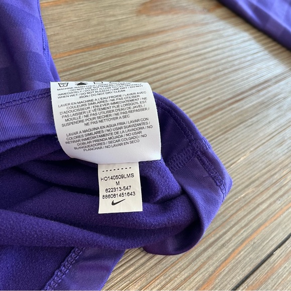 NIKE PRO DRI-FIT PURPLE STRIPE QUARTER ZIP TOP LONG SLEEVE ACTIVE WEAR RUNNING - Picture 6 of 9